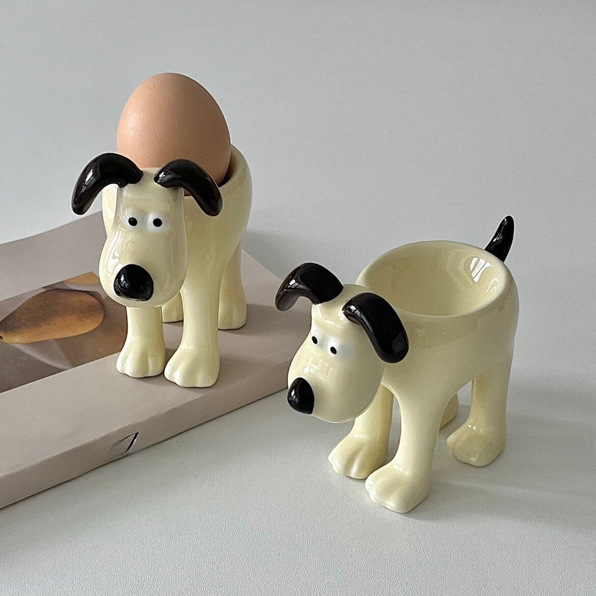 3D Dog-Shaped Ceramic Egg Holder and Decor
