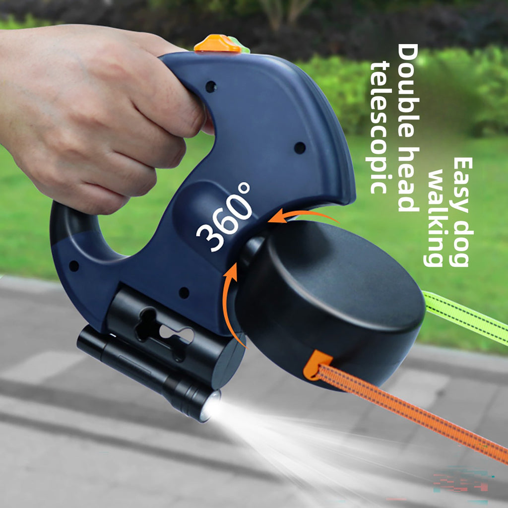Retractable Dual Dog Leash with Light and Storage